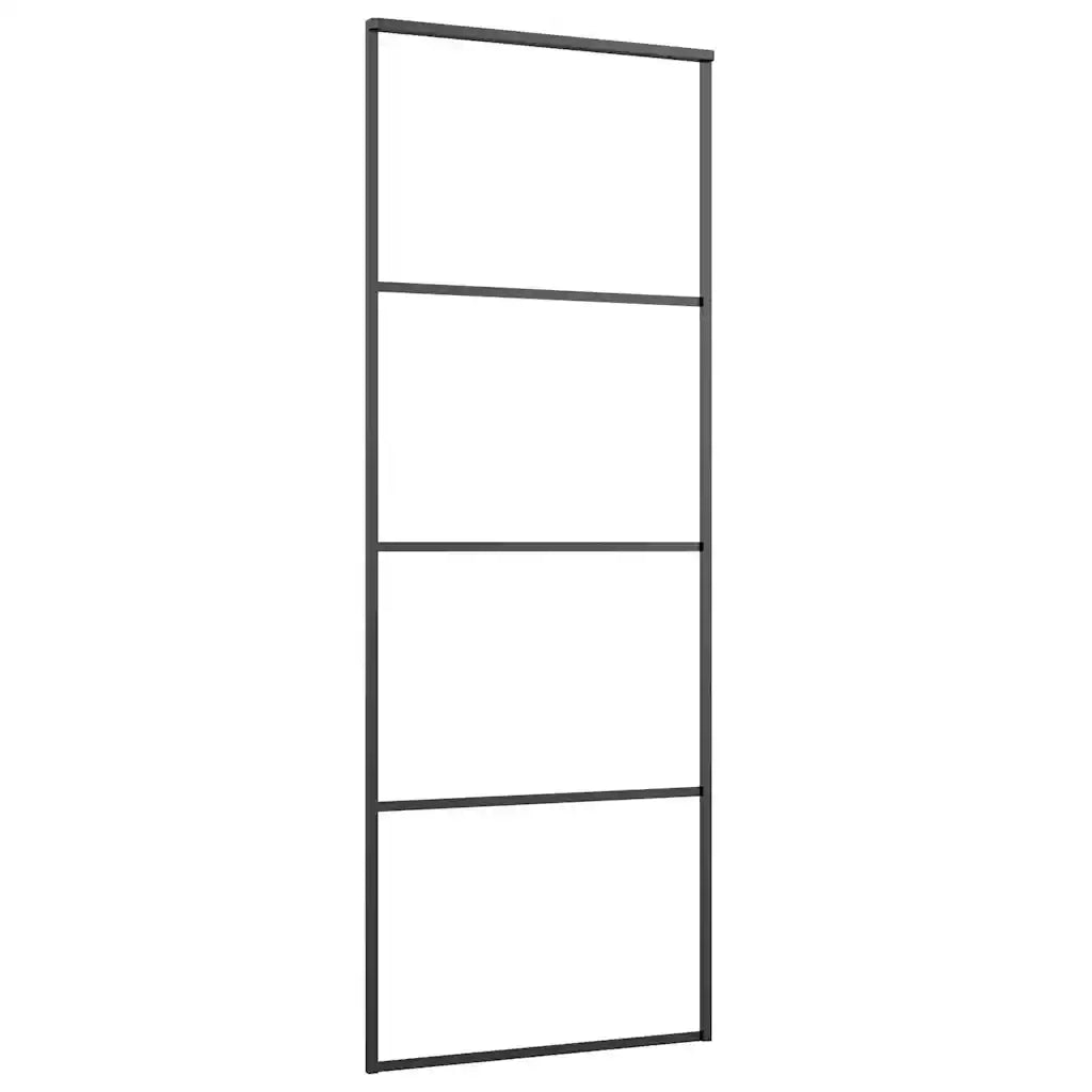 Porta Scorrevole con Ferramenta Nera 76x205 cm in Vetro ESG