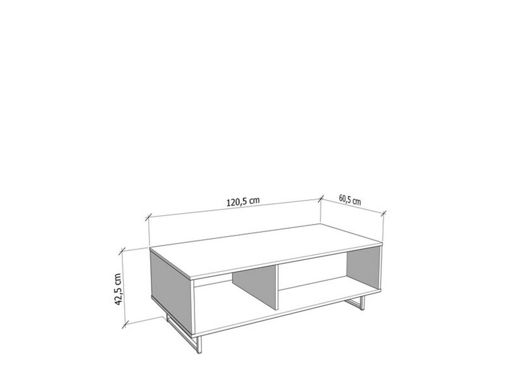 Corsano, Tavolino da Salotto con Piedini, 120.5x60.5x42.5h cm Marrone Rovere Nodi