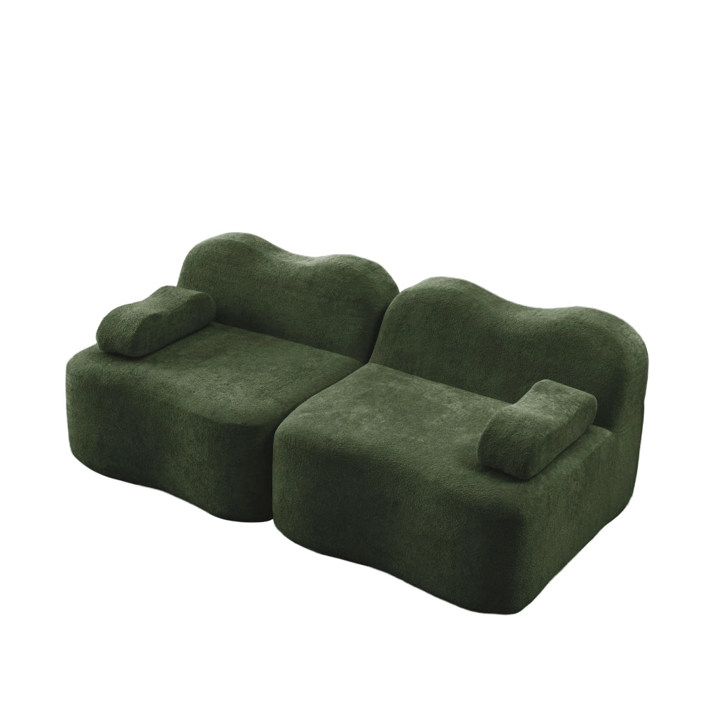Divano modulare in velluto verde 192x98x70 cm; seduta profonda; senza montaggio