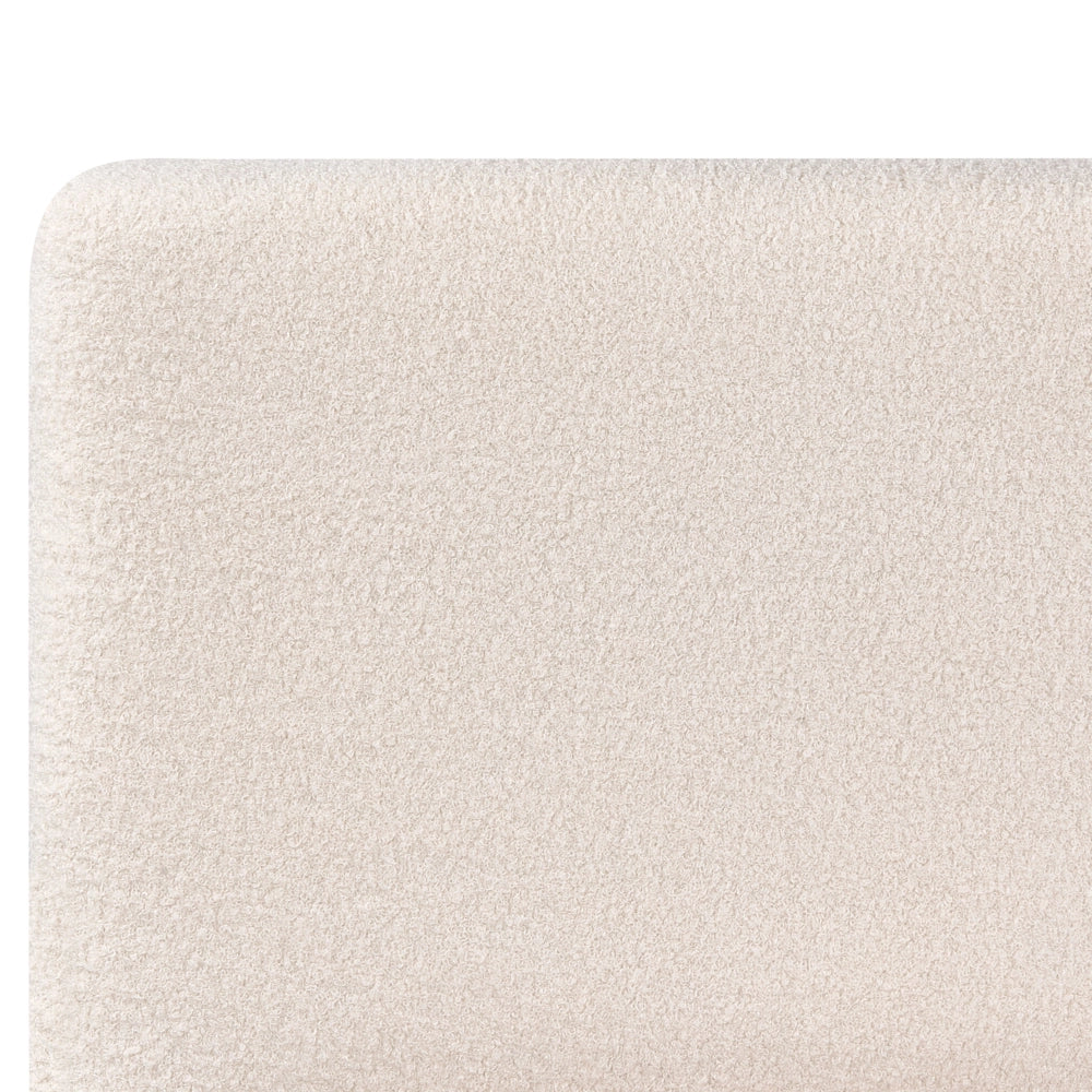 Letto matrimoniale in tessuto bouclè bianco sporco con contenitore 180 x 200 cm Testiera Rivestita Funzione Contenitore