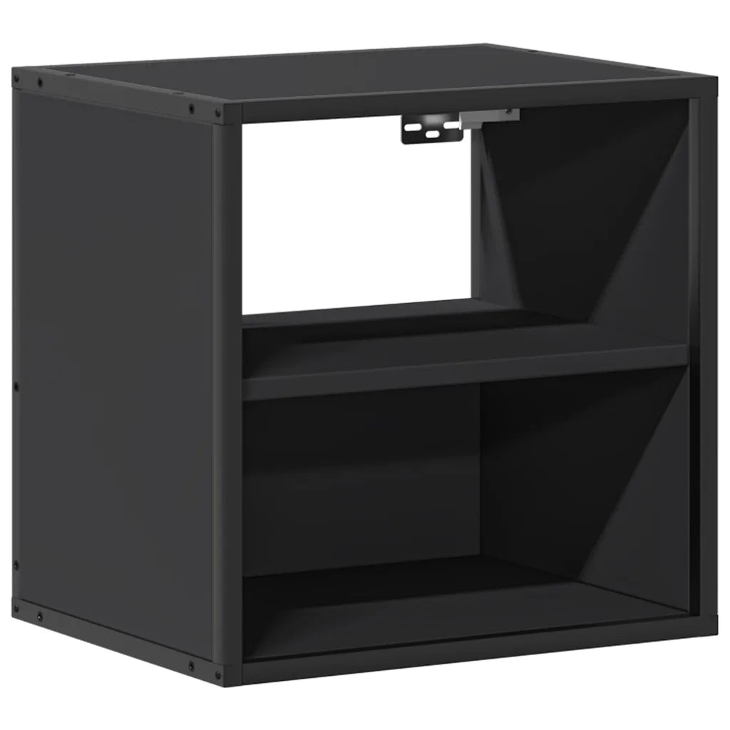 Set di 2 Comodini | Armadio da Notte | Mobiletto da notte a Muro Nero 40x31x39,5 cm
