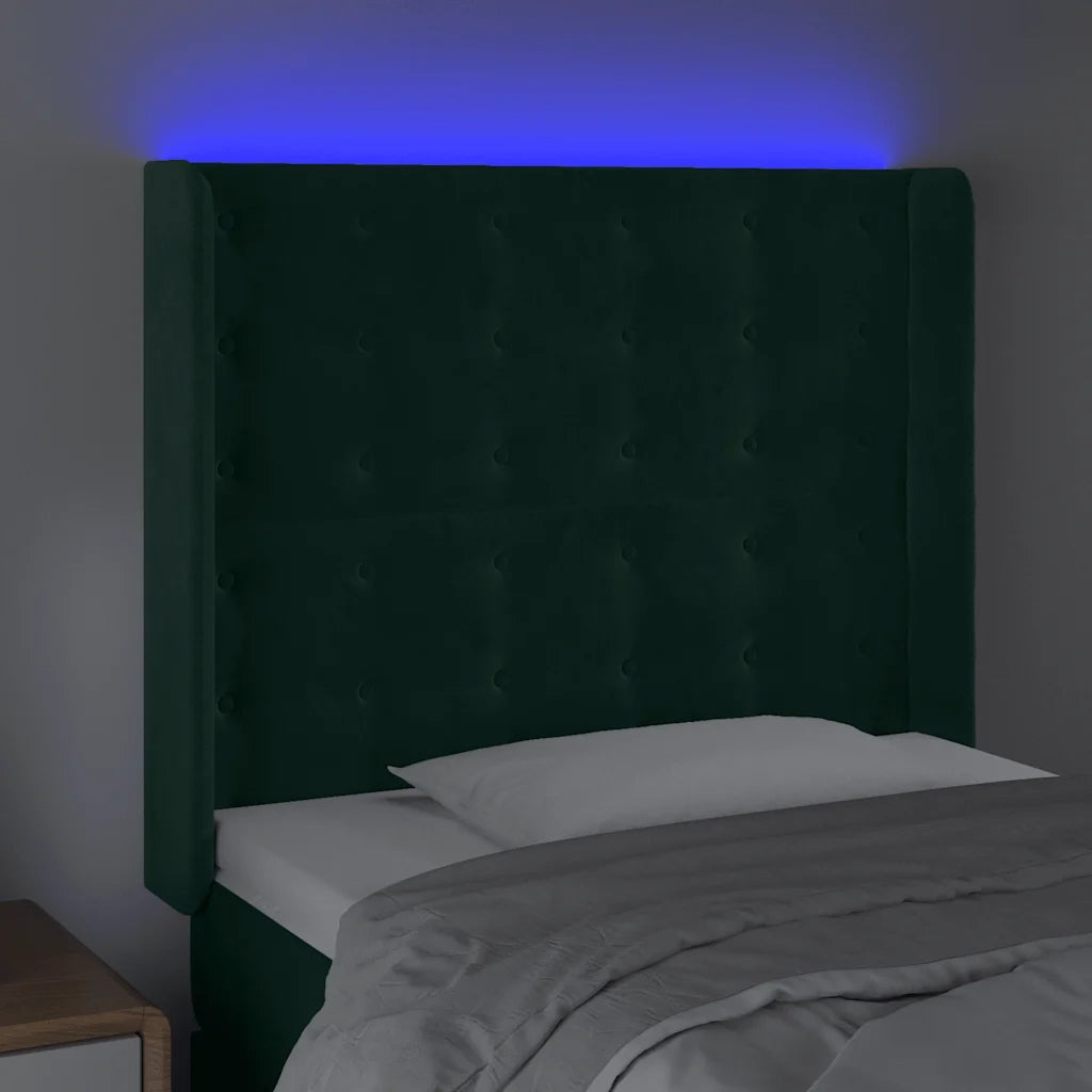 Testiera a LED Verde Scuro 93x16x118/128 cm in Velluto 3124521