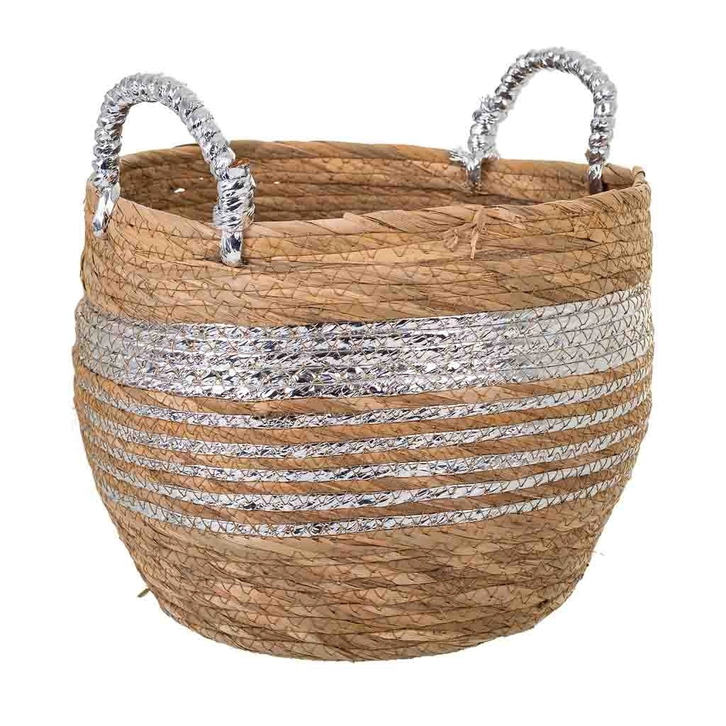 Navicella in fibra naturale marrone 28x28x24h