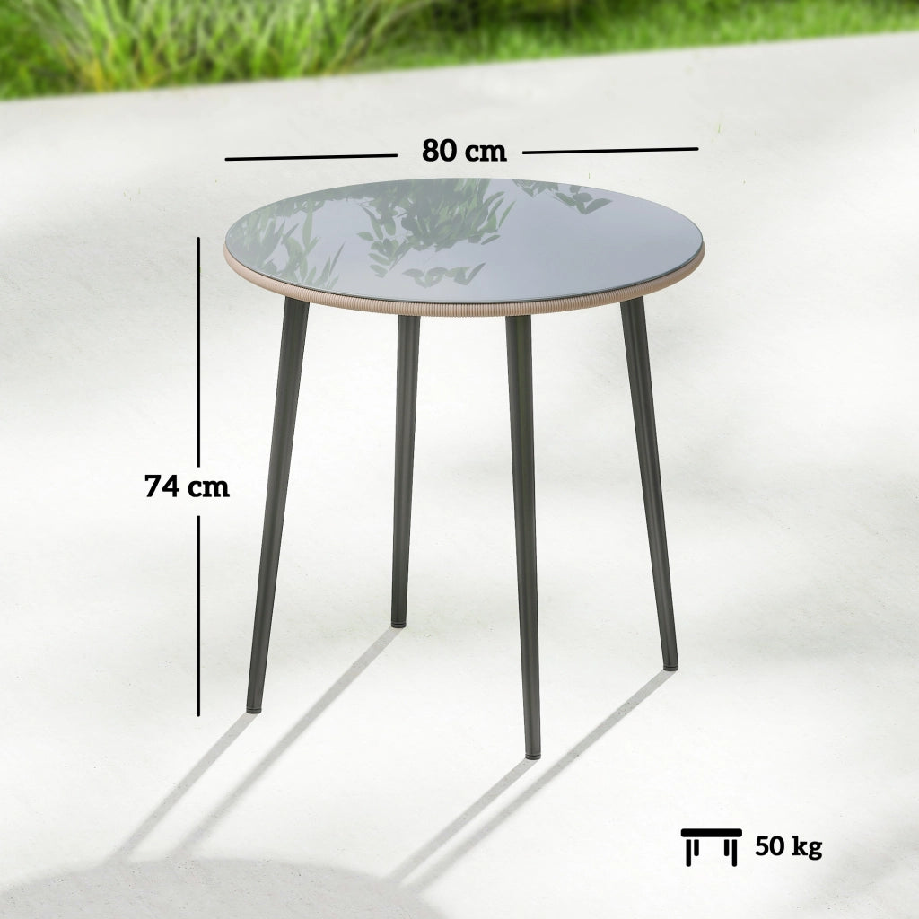 Tavolo da giardino in metallo con piano in polirattan ¨C zephmum ¨C Grigio 80x80x74 cm