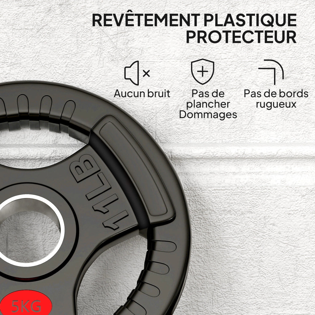 Dischi di Peso in Plastica 10 kg ¨C zephmum ¨C 2 x 5 kg, 3 Maniglie, Nero