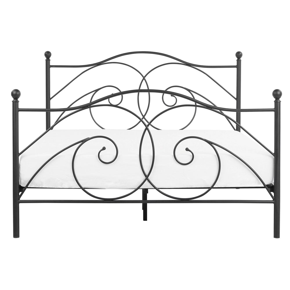 Letto matrimoniale 140 x 200 cm Rete a doghe con struttura in metallo Nero Retro