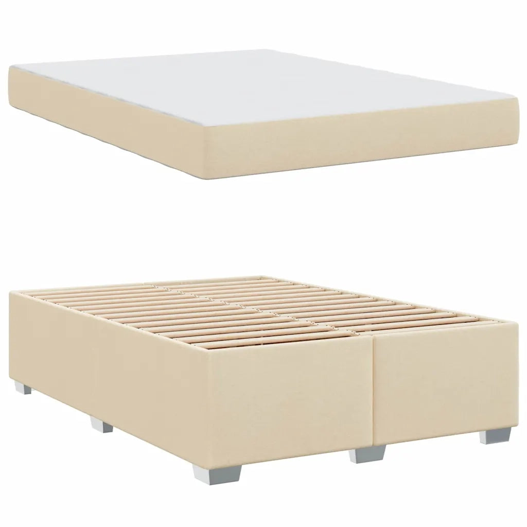 Struttura del letto con materasso Crema 140 x 200 cm Tessuto
