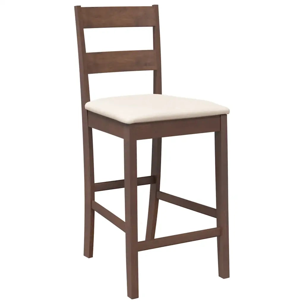 Sgabelli da Bar con Cuscini 2pz Marrone Legno Massello di Hevea 4102555