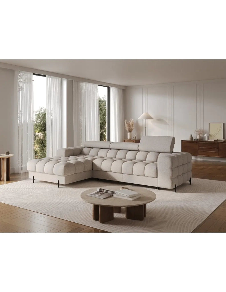 Divano angolare sinistro convertibile Beige dallo stile contemporaneo 285x99x181cm FILTRO