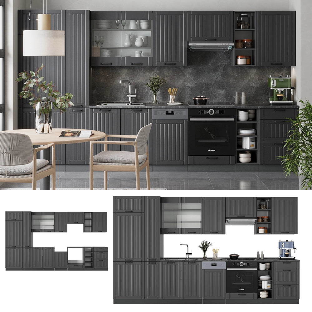 Vicco Cucina componibile Grigio scuro 355 cm senza piano di lavoro