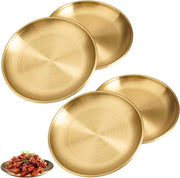 Set di 4 piatti da tavola in acciaio inossidabile - piatto decorativo - 14 x 1,3 cm