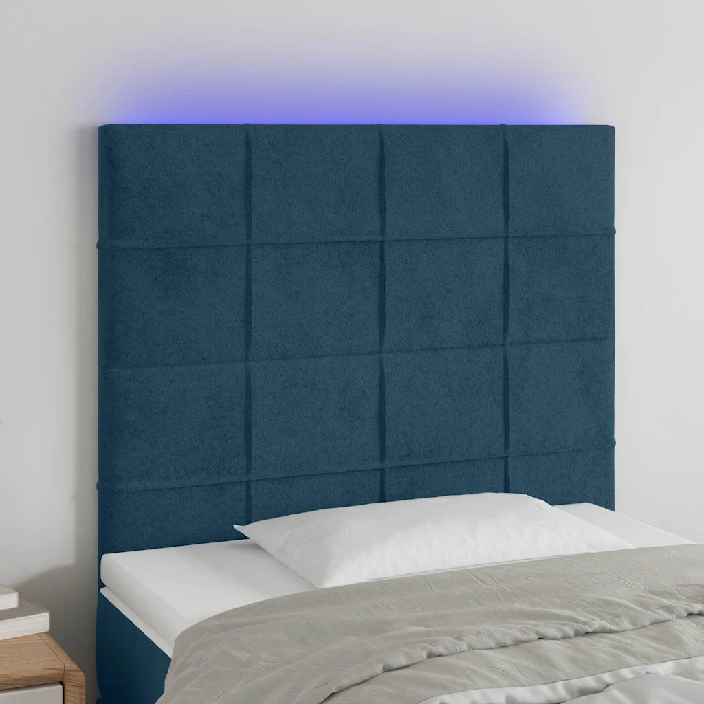 Testiera a LED-Testata con LED Blu Scuro 100x5x118/128 cm in Velluto 744231