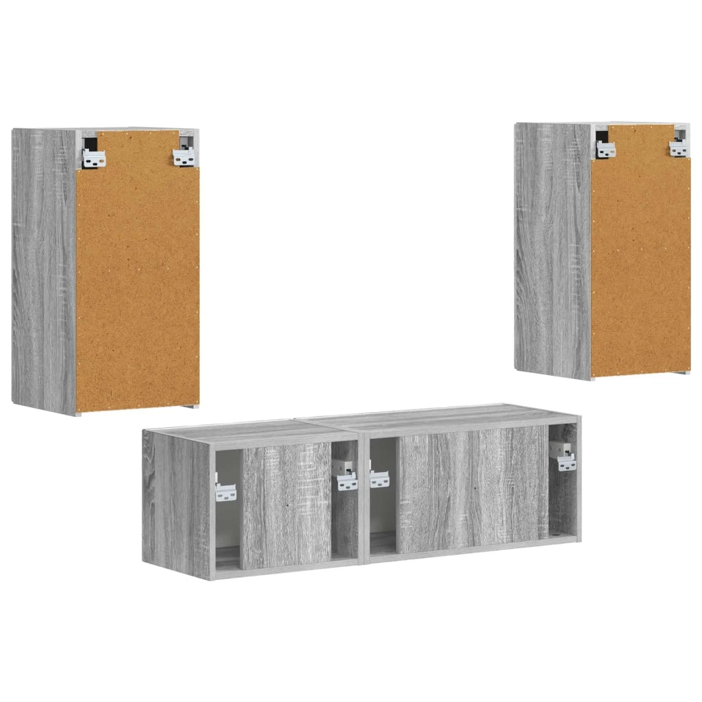 Set di Mobiletto da TV a Parete 4 pcs Grigio Sonoma 3408913