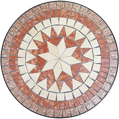 Set Tavolo + Sedie Pieghevoli Mosaico Arredo Esterno Giardino Metall Con Cuscino