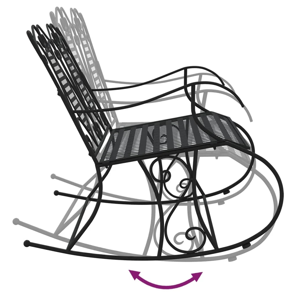 Panca da giardino mobili da esterno per patio panca a dondolo da terrazza 2 posti 113 cm acciaio nero 02_0011846