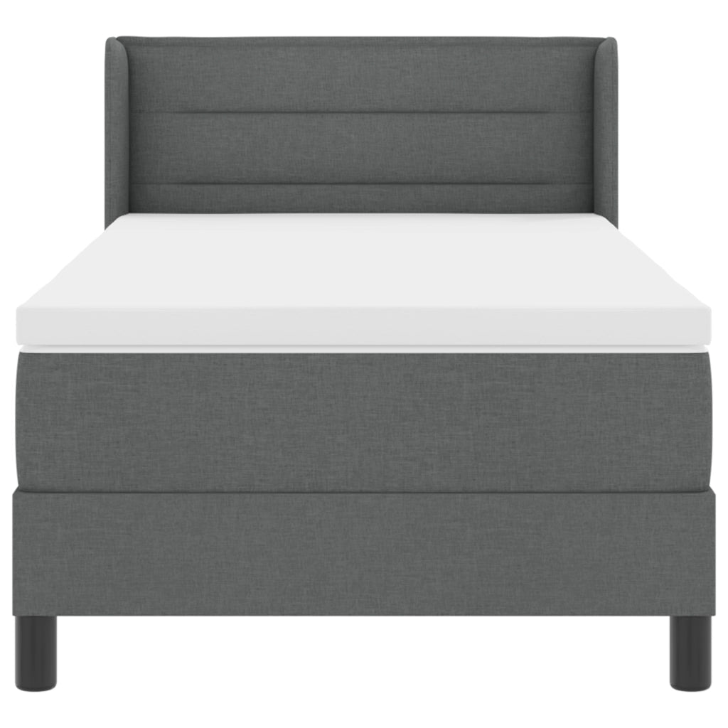 Letto Box Spring  con Materasso Grigio Scuro 100x200 cm Tessuto