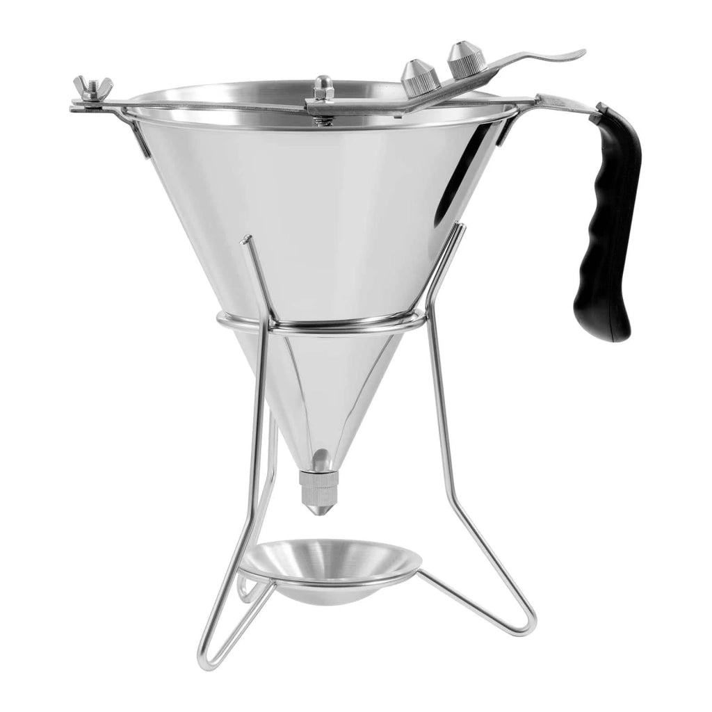 Imbuto a stantuffo imbuto da cucina imbuto a stantuffo professionale 1,8 litri acciaio inox ugelli da 4 5 6 mm supporto con vaschetta raccogligocce 14_0004632