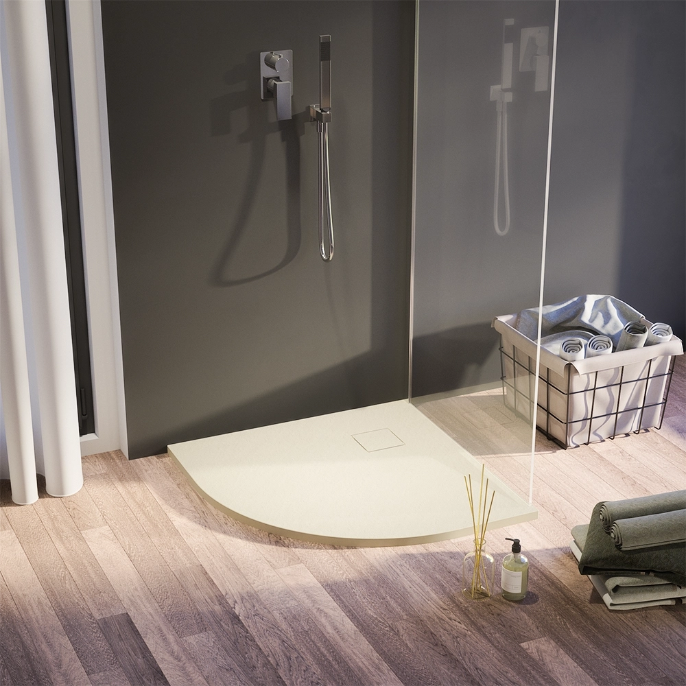 Piatto doccia 90x90 cm semicircolare colore avorio effetto pietra | Samos