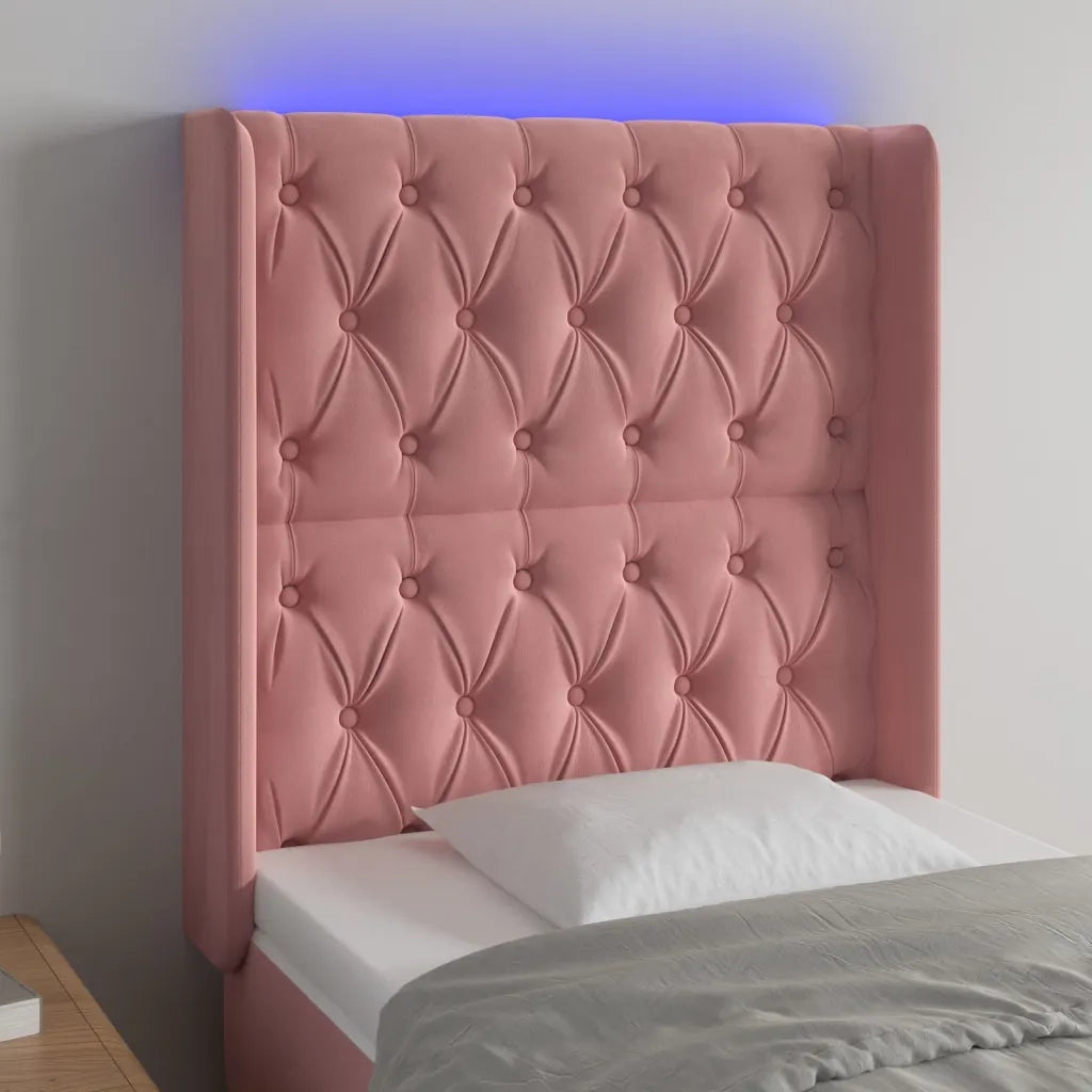 Testiera a LED rosa 83x16x118/128 cm in Velluto