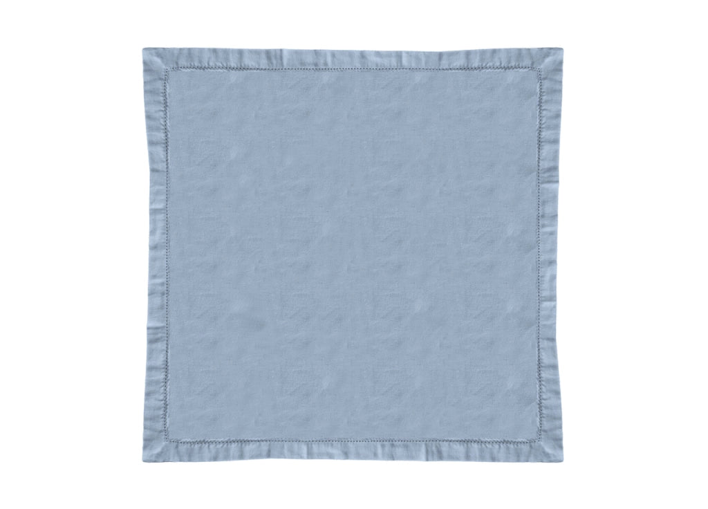 Tovaglia Cucina Soggiorno In Cotone Con Orlo A Giorno In Tinta Unita Ajour - 85x85cm - Blu Melange