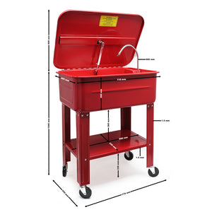 Vasca lavapezzi su carrello, vasca carrellata lavaggio pezzi, lavapezzi officina con ruote, capacità 80 l