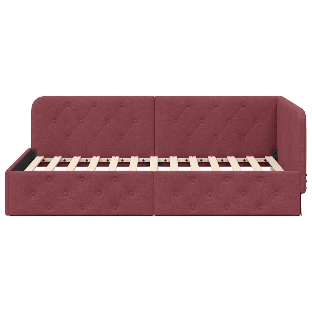Cornice del letto ad angolo Rosso Vino 90 x 200 cm Tessuto 42016498