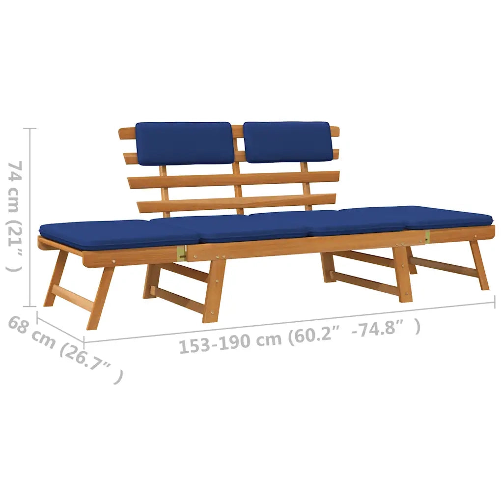Panca da Giardino Cuscini 2-in-1 190 cm Legno Massello d'Acacia 312120