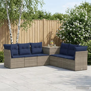 Set di divani 7 pz Grigio e Blu Navy Rattan sintetico e Acciaio 3448765