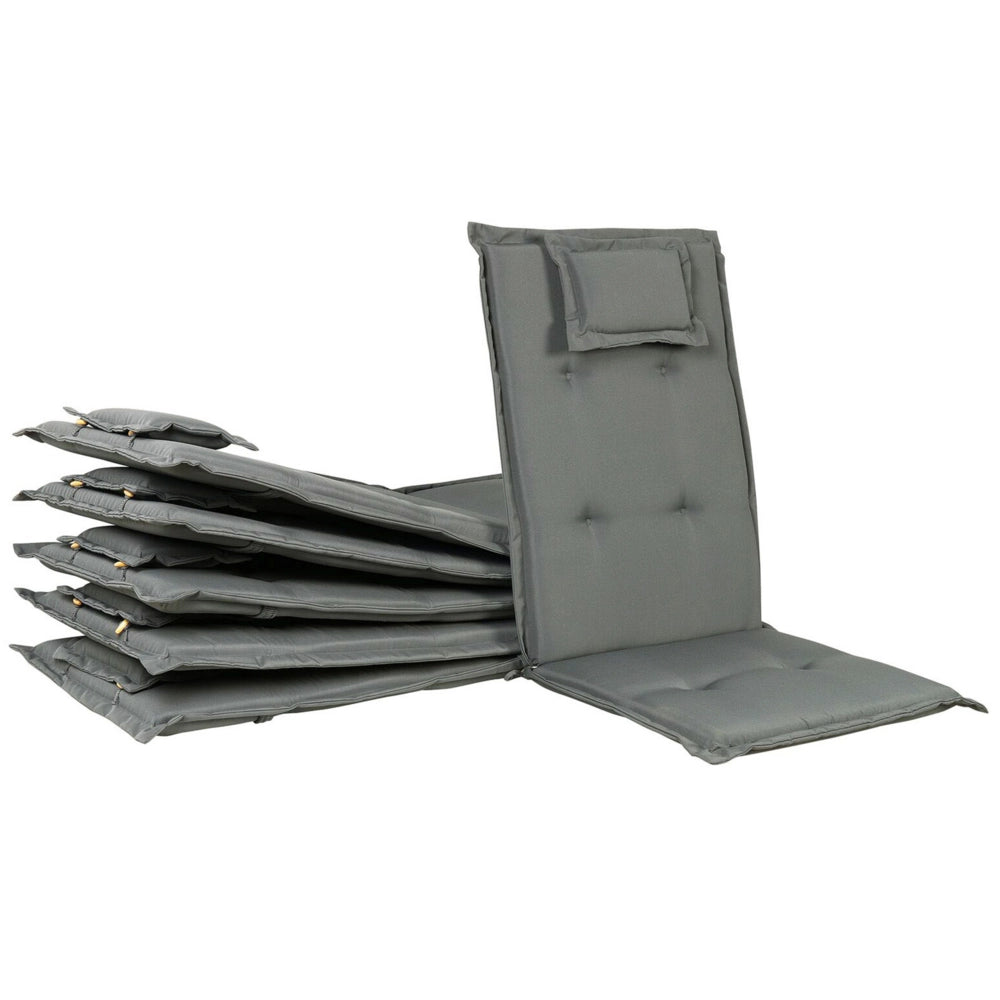 Set di 6 cuscini per sedie da giardino Cuscino per schienale in poliestere grigio Design moderno Cuscino per esterni