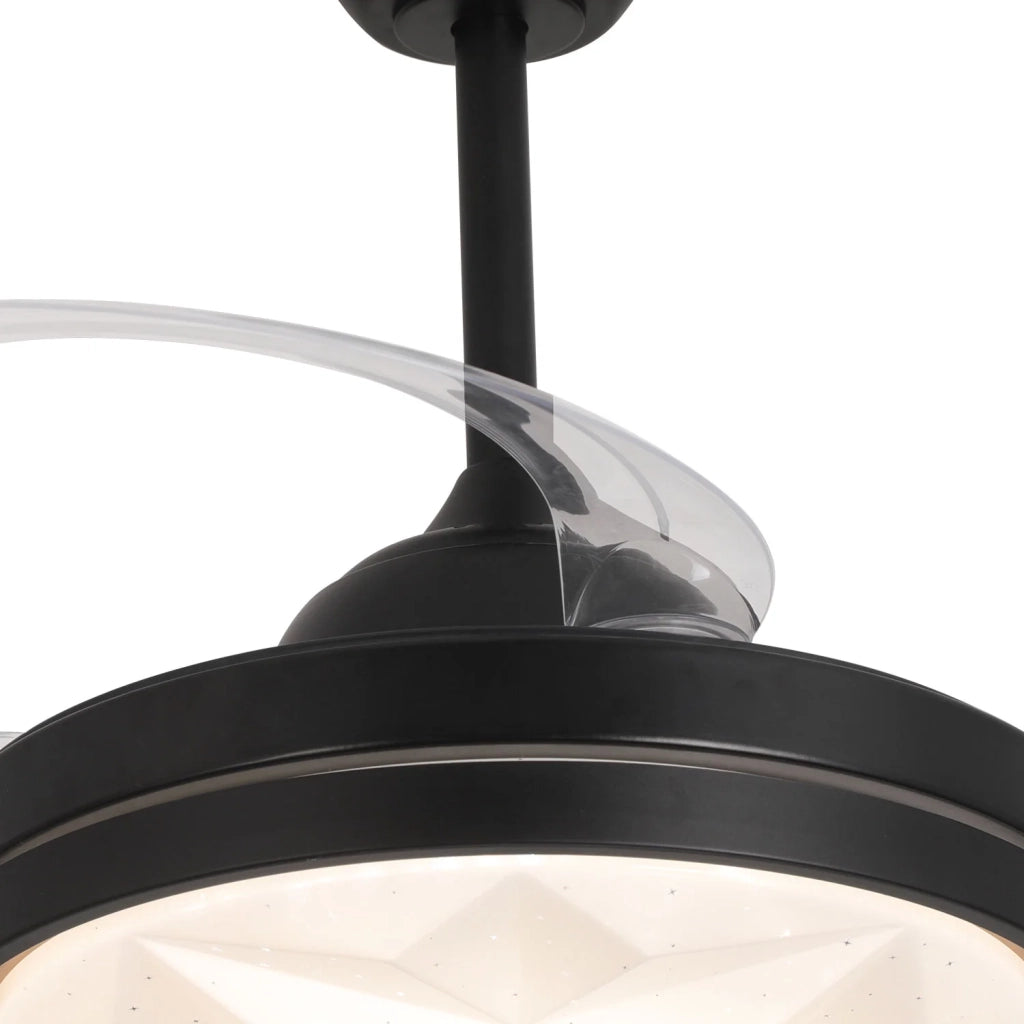 LÚZETE - VENTILATORE A SOFFITTO LED 38W REGOLABILE 4 PALE PLIABILI WELLINGTON