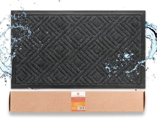 Pavimento di Pulizia Esterno 60 x 90 cm Resistente alle Intemperie e Antiscivolo - Grigio-Nero, Esterno e Interno