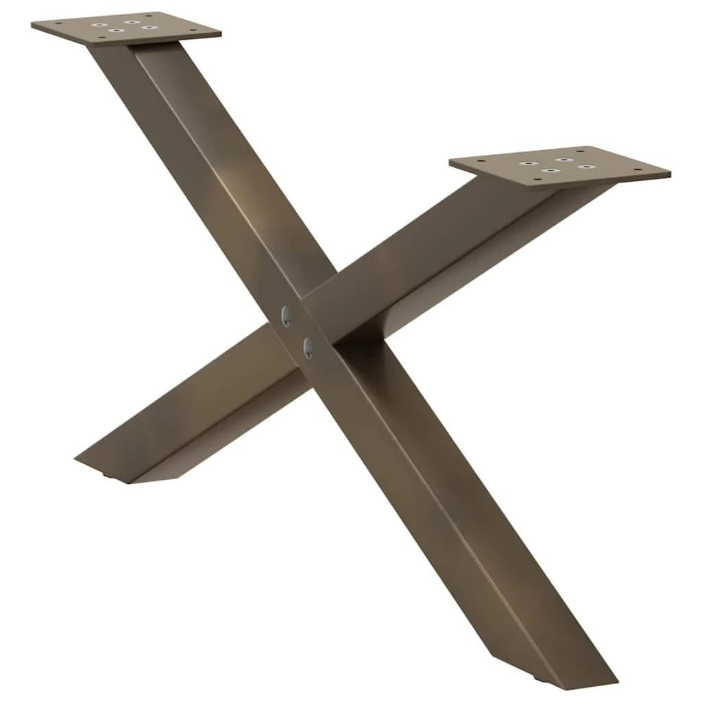 Set di 2 gambe per tavolino a forma di X 70 x 31 cm stabili e regolabili design moderno acciaio naturale 02_0057162