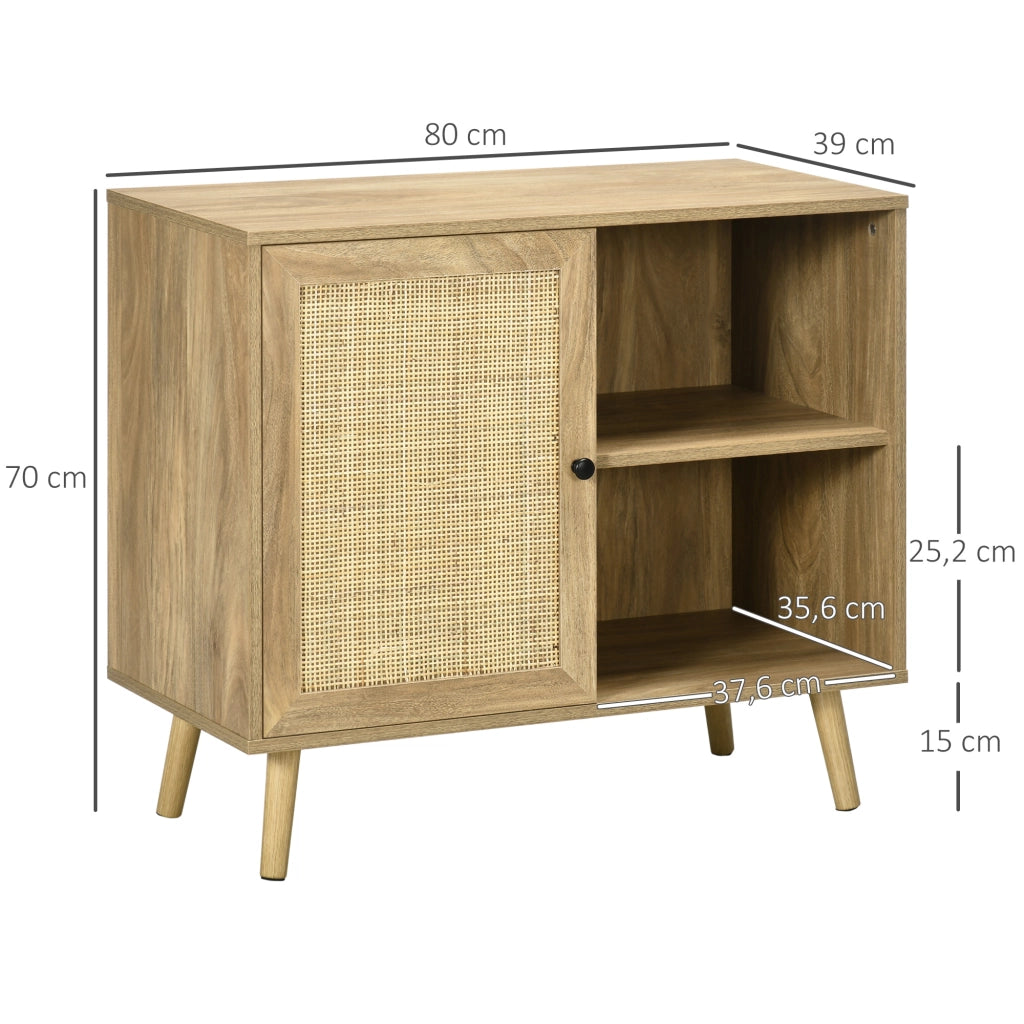 Tavolo da cucina con porta in rattan e 2 ripiani ¨C Minimal ¨C 80x39x70 cm naturale