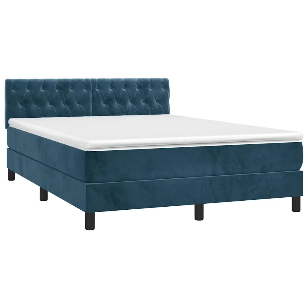 Giroletto a Molle con Materasso Blu Scuro 140x200 cm in Velluto 3141489