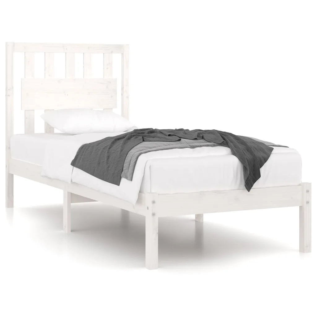 Giroletto-Struttura Letto Bianco in Legno Massello di Pino 90x190 cm Single 286679