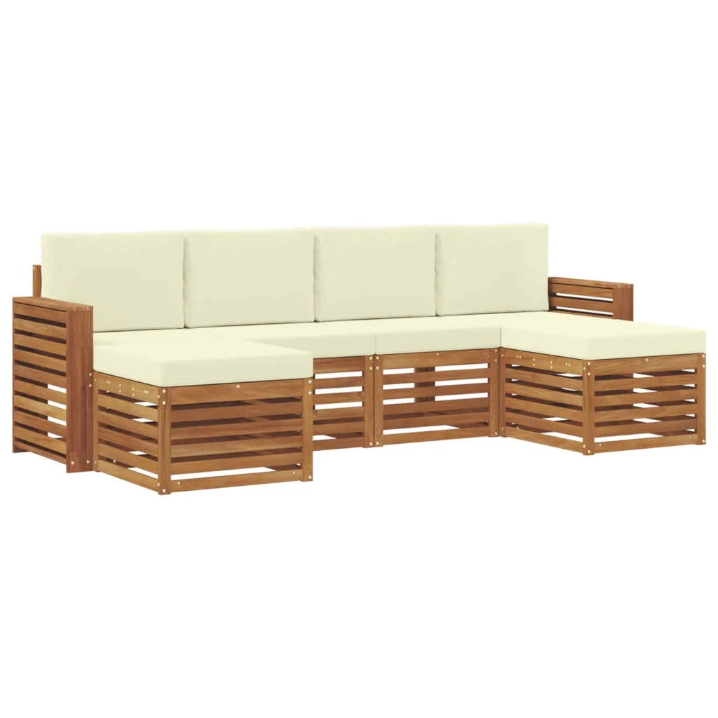 Set divani 6 pcs Naturale e Crema Legno di Acacia Massello 3375255