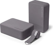 Set di Blocco Yoga - 2 blocchi e cinghia - gomma schiuma - fitness Pilates - yoga per principianti e avanzati blocco di legno