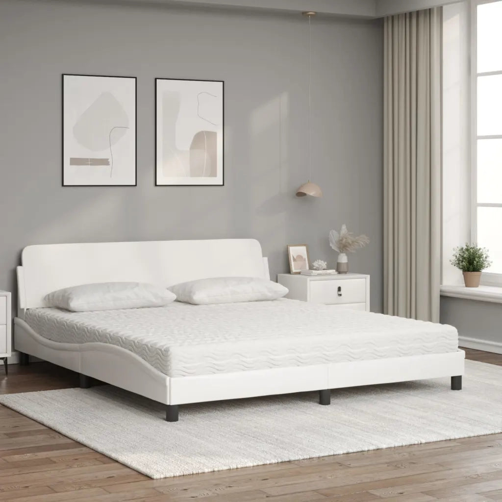 Letto con Materasso Dover Bianco 180x200 cm in Similpelle 3208458