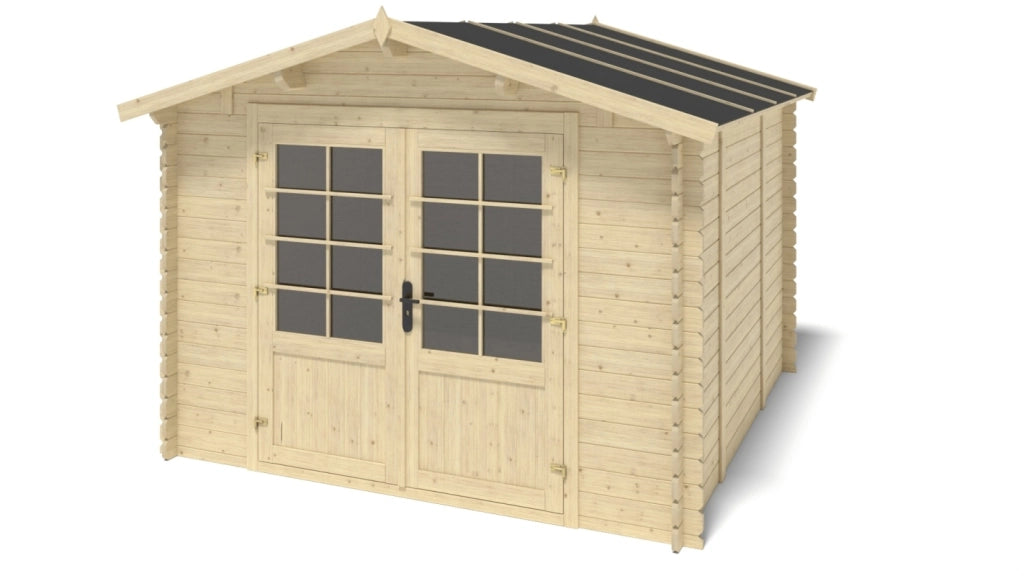 Casetta da giardino in legno - 9m2 - 3x3m - 28mm - colore: naturale - DOM664 - ALTANKA