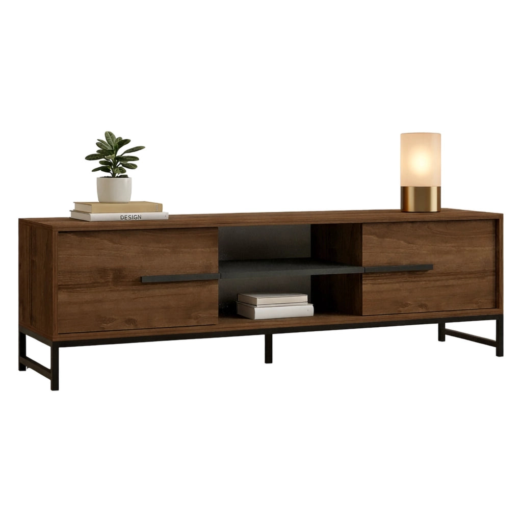 Cinaglio, Mobile Porta tv un Ripiano, 160x40x50h cm Marrone Noce
