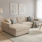 Albenga, Divano Letto con Penisola Sfoderabile Made in Italy, 260x95 cm Beige