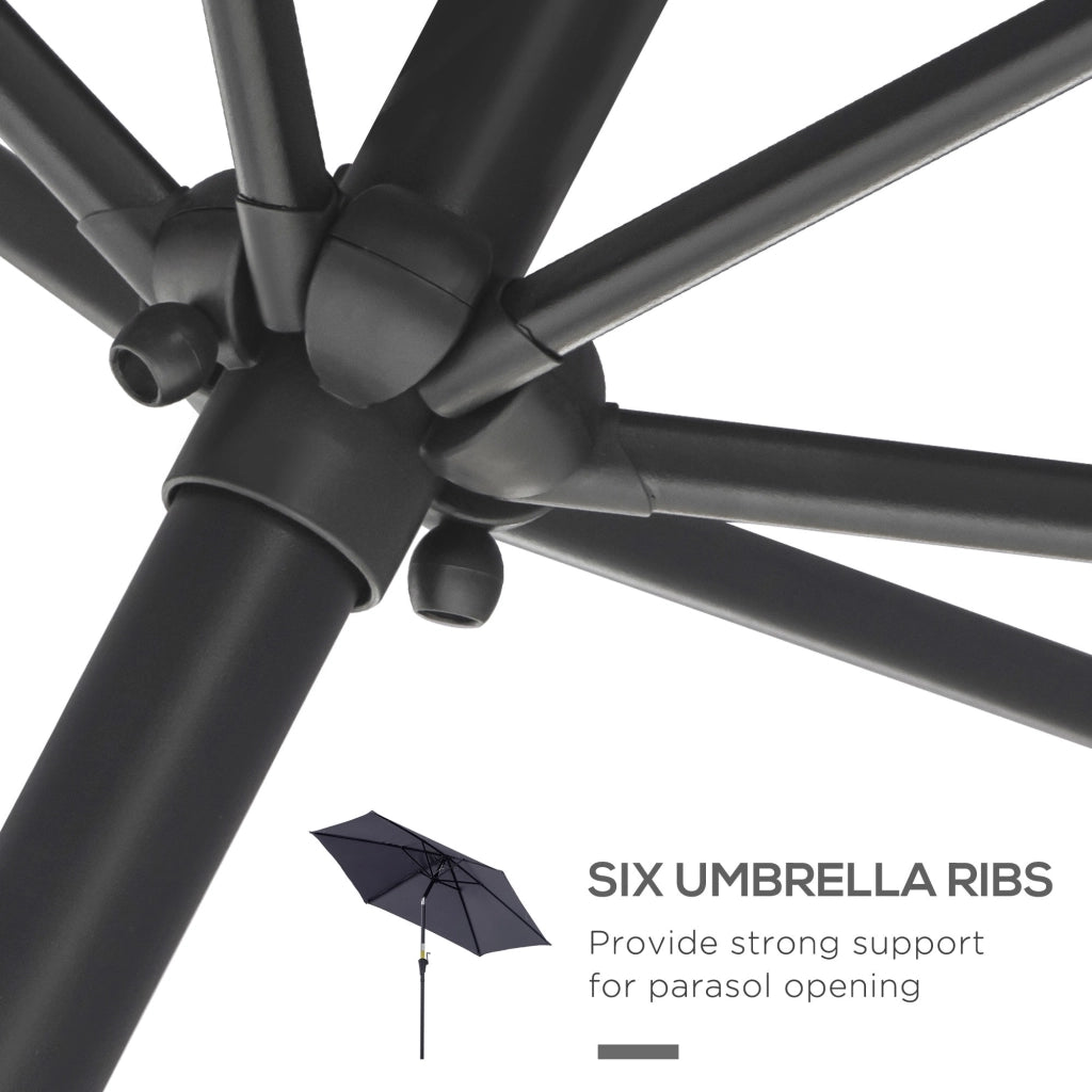 EasyComfort Ombrellone da Giardino 2.6x2.4 m Inclinabile con Manovella, in Alluminio e Poliestere Grigio e Nero