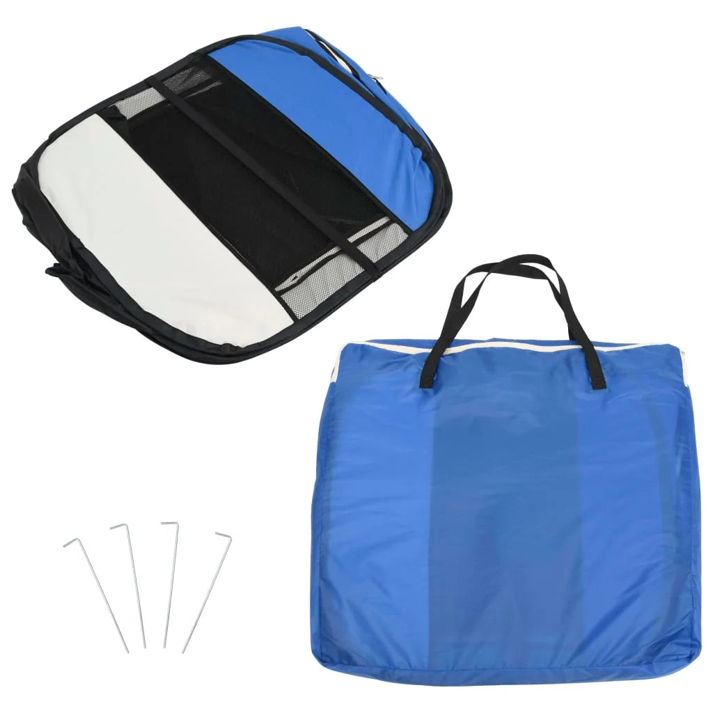 Box pieghevole per cani con borsa per il trasporto 145 x 145 x 61 cm blu 02_0001726