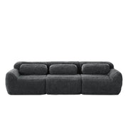Divano Modulare a 3 Posti con Supporto Ergonomico e Base Antiscivolo; in Peluche; Grigio