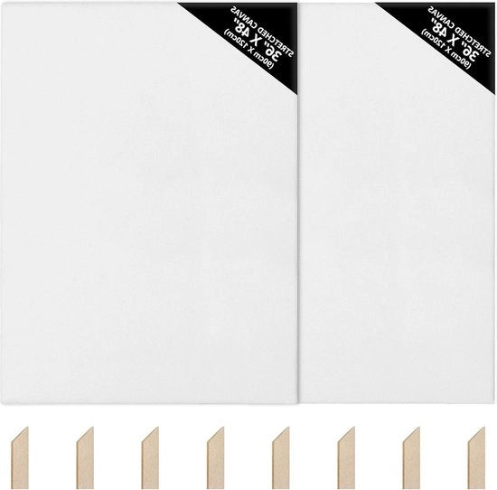 Pannelli di tela canvas pregiati extra grandi da 90 x 120 cm con cornici in legno - adatti per acrilici e olio - per schizzi e disegni - set da 2 telai grandi