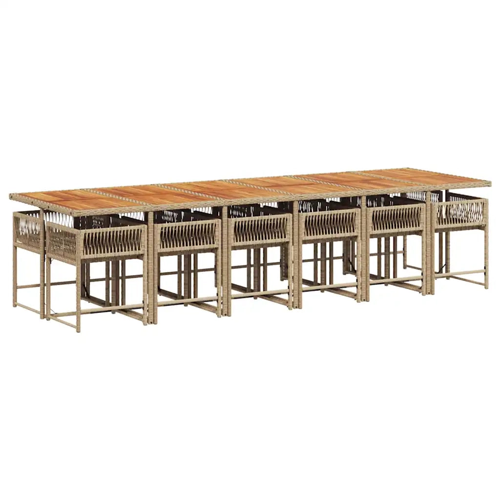 Set da Pranzo da Giardino 13 pz con Cuscini Beige in Polyrattan 3211492