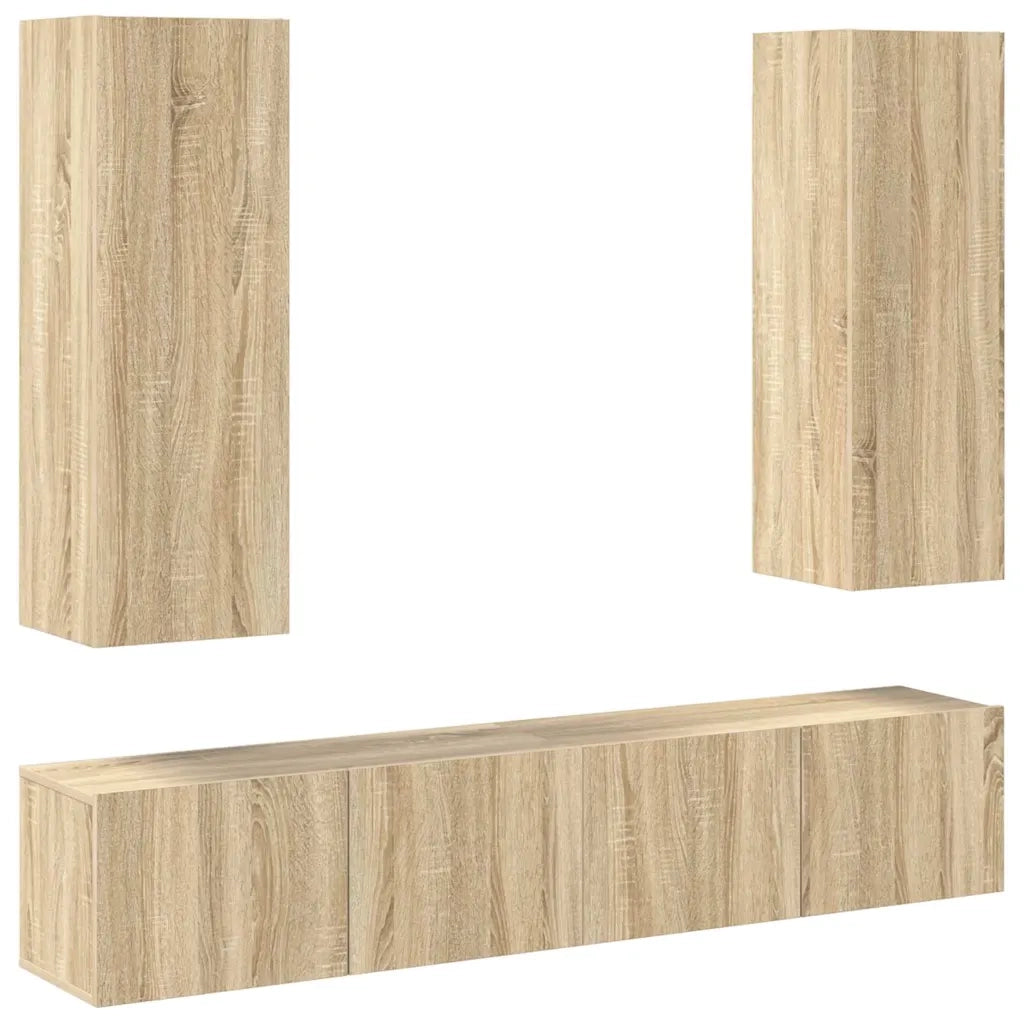 Set di Mobili TV 4 pz Rovere Sonoma in Legno Multistrato 3078981