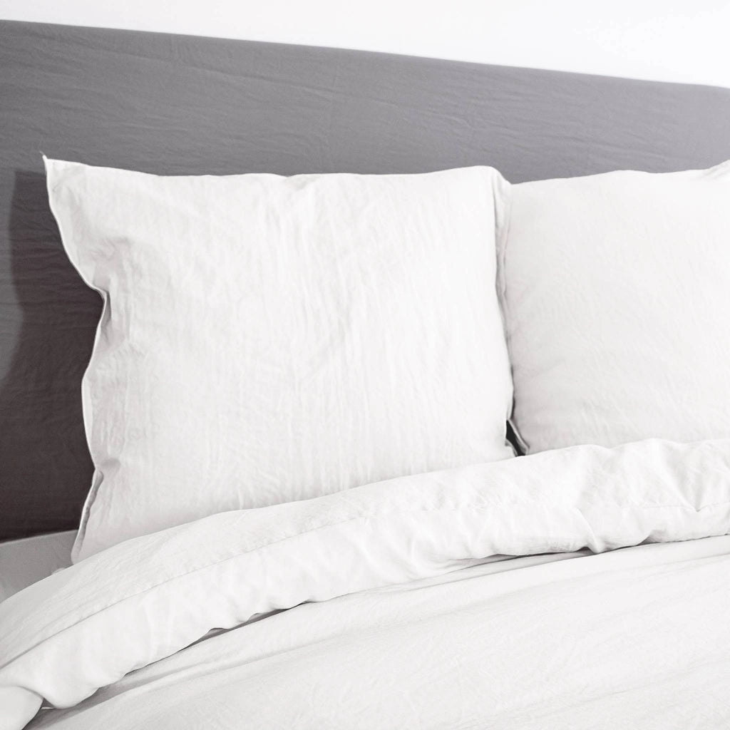 Set biancheria da letto in microfibra lavata bianca, 2 posti