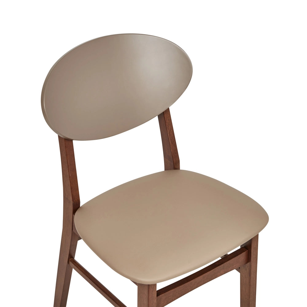 Set di 2 sedie da pranzo Struttura in legno di gomma scuro Seduta in ecopelle marrone Senza braccioli Design scandinavo