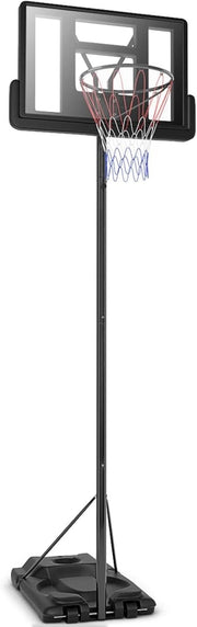 Canestro da Basket Portatile e Regolabile 180-305 cm, Canestro da Basket da Esterno ed Interno con Tabellone Resistente, Rete di Nylon e Base Riempibile, Ideale per Adolescenti e Adulti